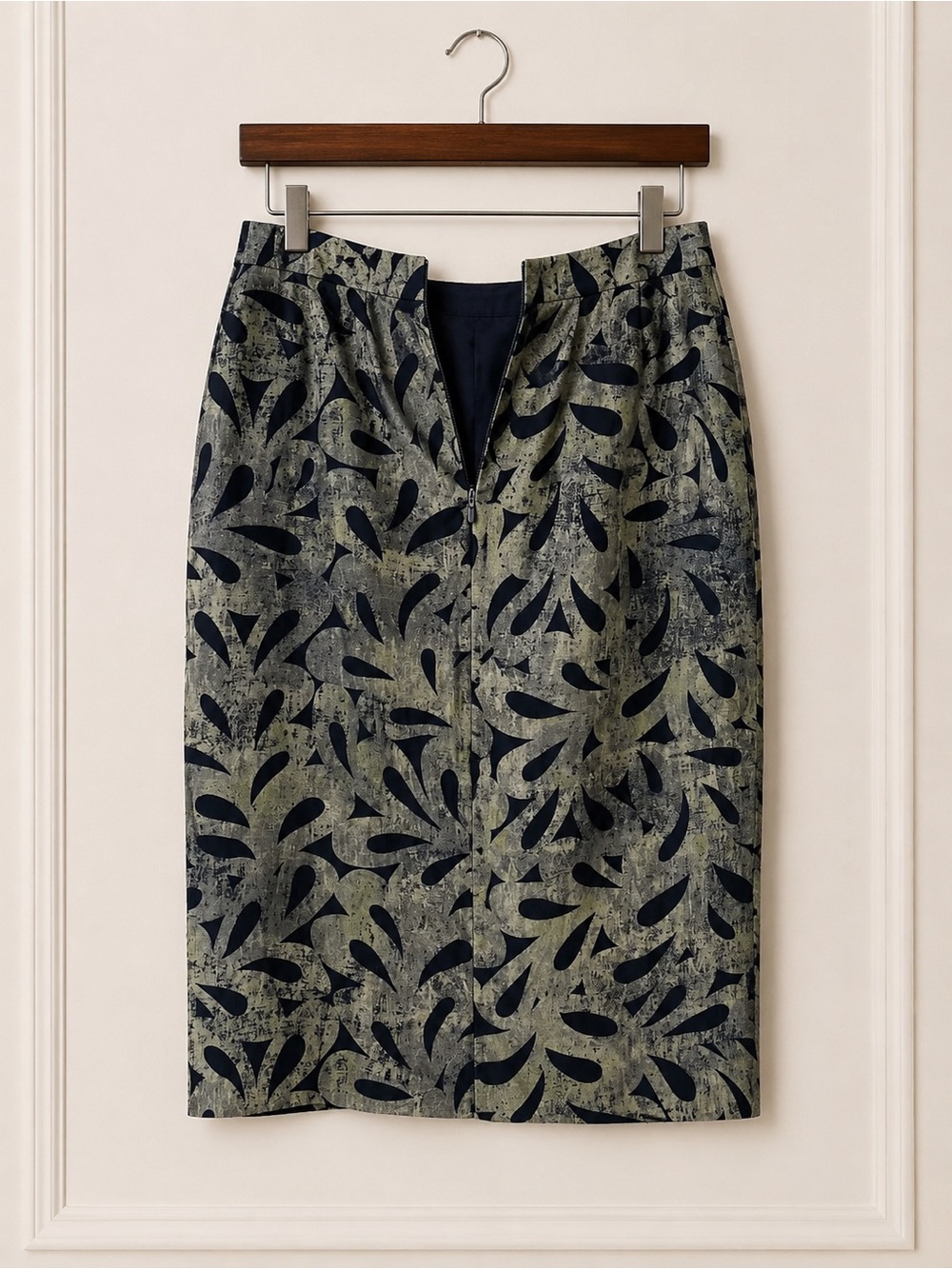 Sigrid Olsen Linen Silk Blend Midi Pencil Skirt Abstract Print Size 12 - Picture 5 of 7